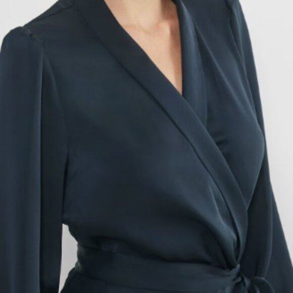 BABATON - Hyde Black Satin Mini Wrapped Up Dress - XS - Picture 3 of 13